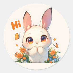 Sticker Rond Salut Anime Bunny Cute