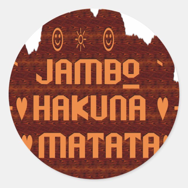 Sticker Rond Salutation africaine : Jambo Hakuna Matata Wood De (Devant)