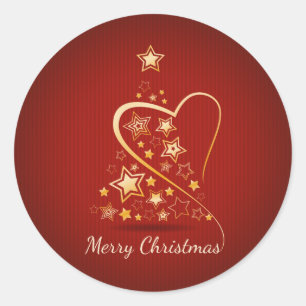 Sticker Rond Salutation de Joyeux Noël avec les ornements d'or