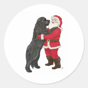 Sticker Rond Salutation de Noël Jowly à Terre-Neuve