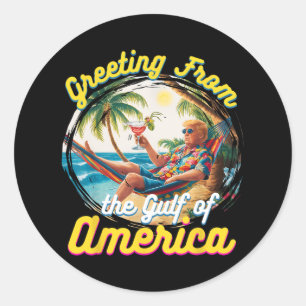 Sticker Rond Salutation Du Golfe De L'Amérique Trump Patrio