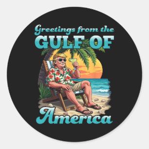 Sticker Rond Salutation Du Golfe Patriotique Des Etats-Unis Re