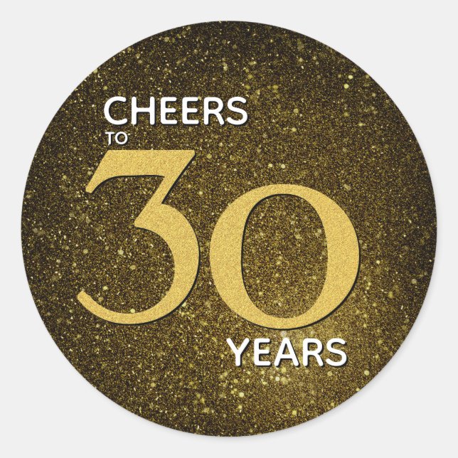 Sticker Rond Salutations à 30 ans Black Gold 30e anniversaire (Devant)