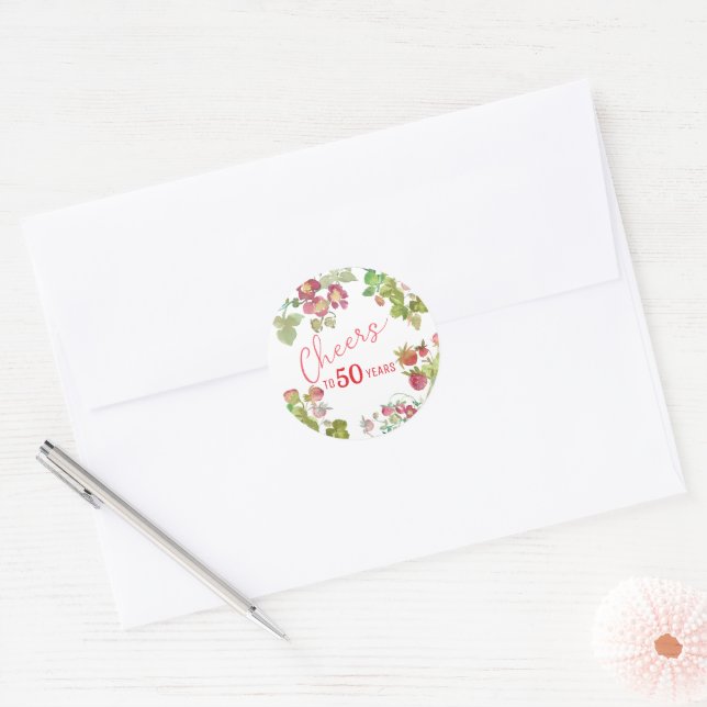 Sticker Rond Salutations à 50 Anniversaire (Enveloppe)