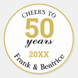 Sticker Rond Salutations à 50 ans Gold 50th Anniversary