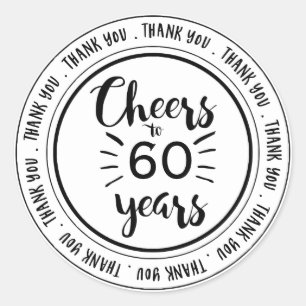 Sticker Rond Salutations à 60 ans - 60e anniversaire Merci