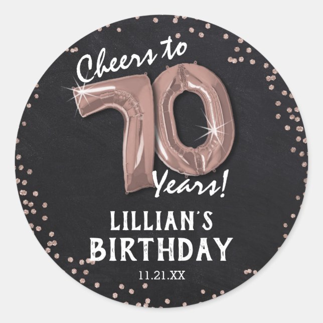 Sticker Rond Salutations à 70 ans ! Anniversaire 70 ans (Devant)
