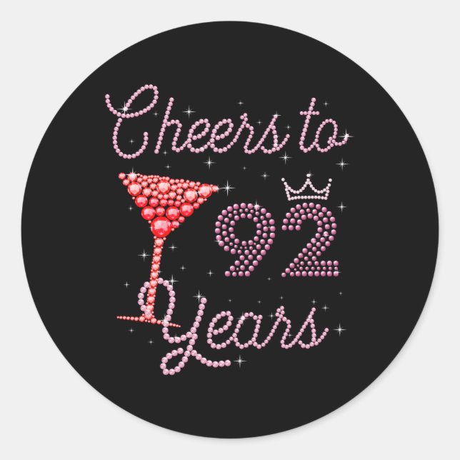 Sticker Rond Salutations À 92 Ans 92Ème 92 Anniversaire (Devant)