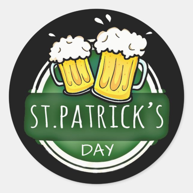 Sticker Rond Salutations à St Patrick&#x27;s Day Beer Mugs (Devant)