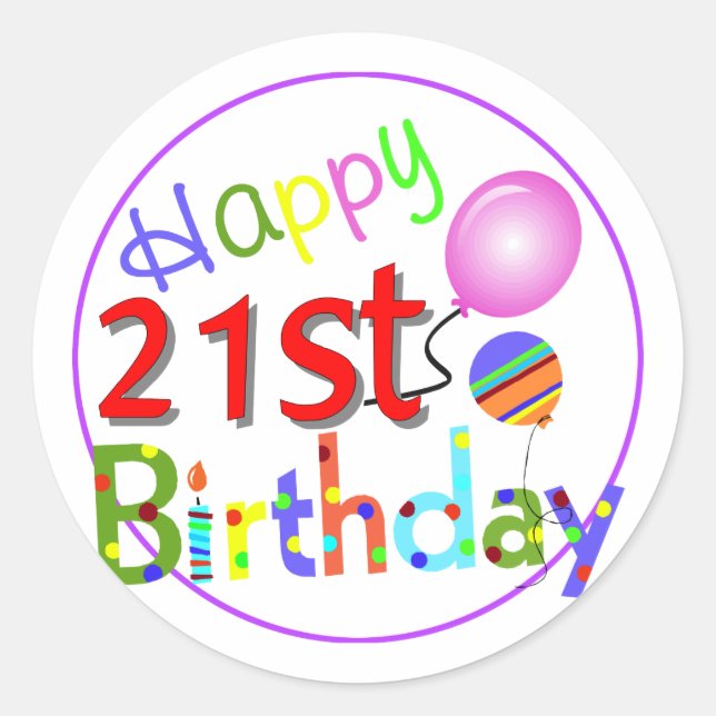 Sticker Rond Salutations de 21e anniversaire (Devant)