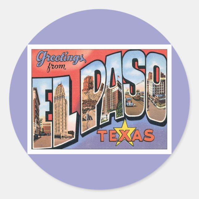 Sticker Rond Salutations De EL Paso, Texas (Devant)
