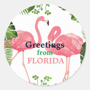 Sticker Rond Salutations de Floride, design tropical