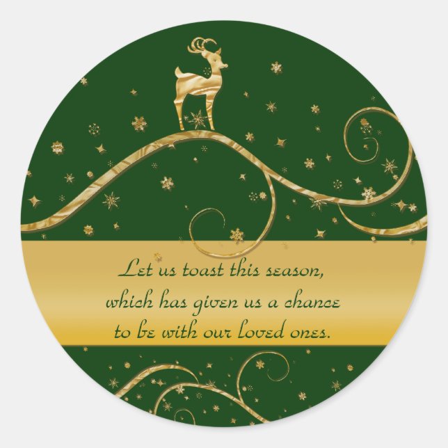 Sticker Rond Salutations de rennes de Noël (Devant)