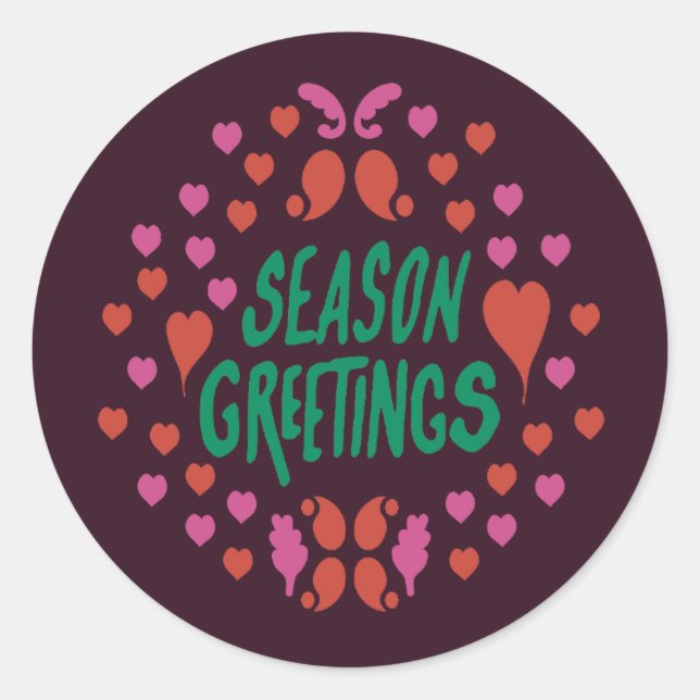 Sticker Rond Salutations de saison en écriture verte avec le co (Devant)