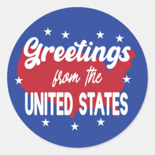 Sticker Rond Salutations des États-Unis rouge blanc bleu