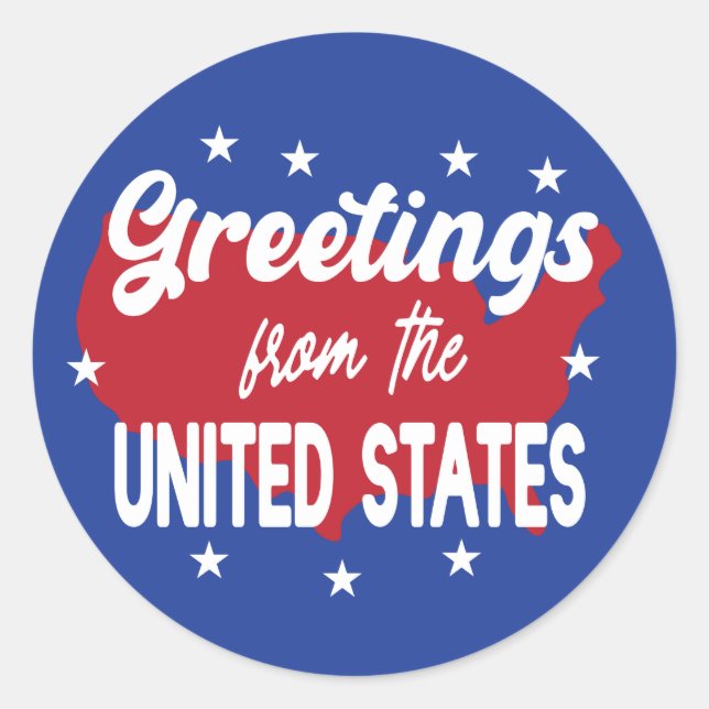 Sticker Rond Salutations des États-Unis rouge blanc bleu (Devant)