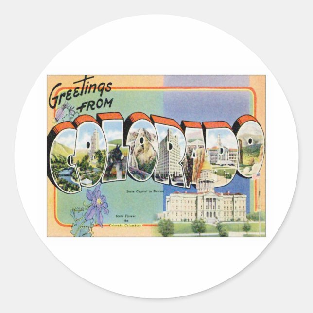Sticker Rond Salutations du Colorado CO (Devant)
