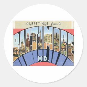 Sticker Rond Salutations du Maryland Baltimore