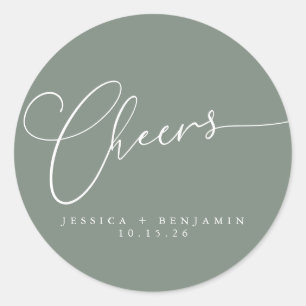 Sticker Rond Salutations minimaliste Sage Script personnalisé M