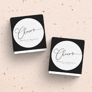 Sticker Rond Salutations minimum noir blanc Script personnalisé