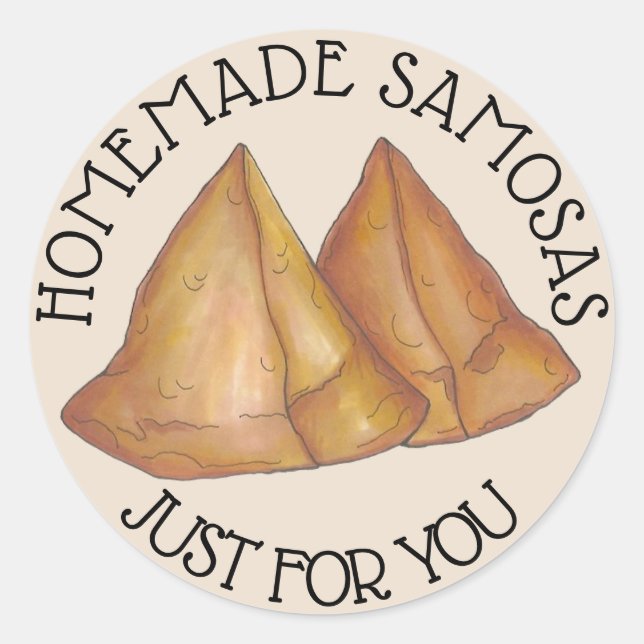 Sticker Rond Samosas De La Cuisine Indienne Faits Maison (Devant)