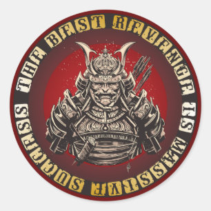 Sticker Rond Samouraï - Citation de Guerriers Japonais