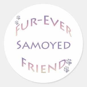 Sticker Rond Samoyed Furever Friend