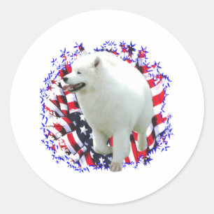 Sticker Rond Samoyed Patriot