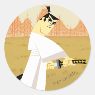 Sticker Rond Samurai Jack Dessiner l'épée