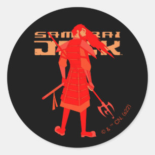 Sticker Rond Samurai Jack Red Warrior Graphic