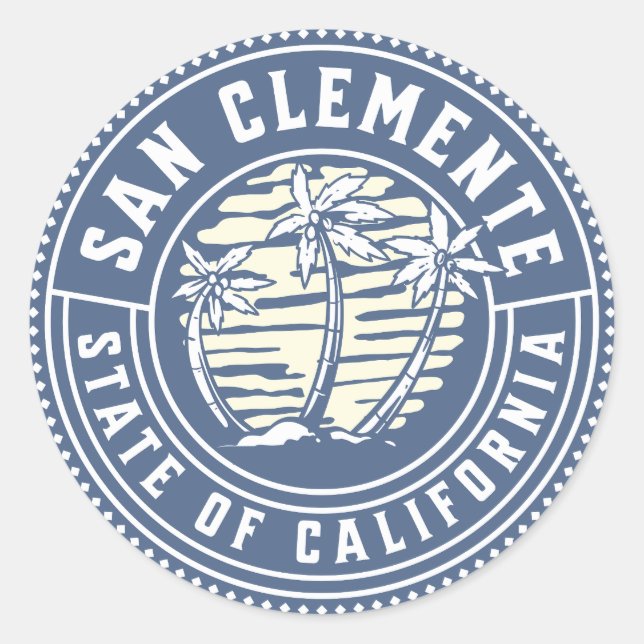 Sticker Rond San Clemente Beach Surfing Souvenir (Devant)