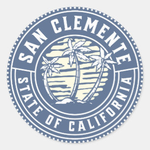 Sticker Rond San Clemente Beach Surfing Souvenir