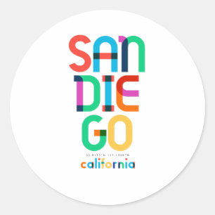 Sticker Rond San Diego California Mid Century, Pop Art,