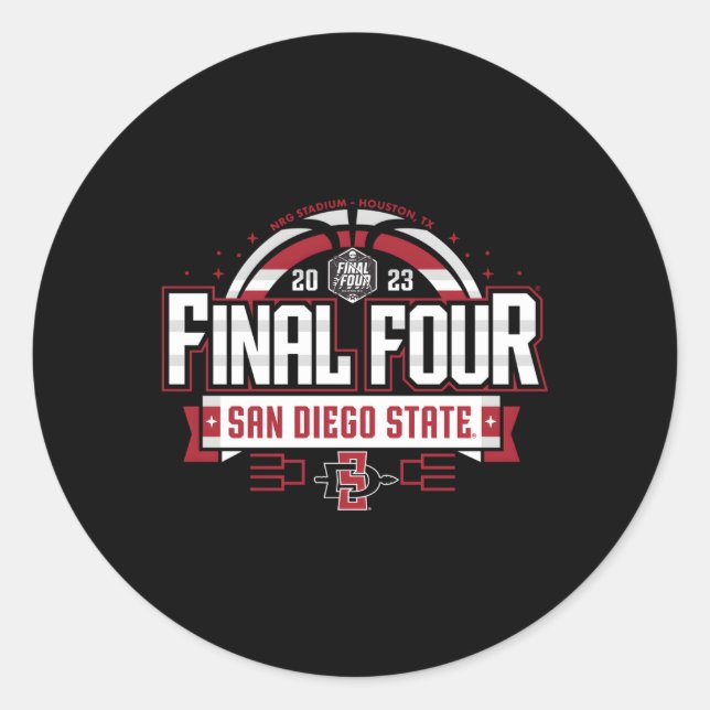 Sticker Rond San Diego State Aztecs Final Four 2023 Basketball (Devant)