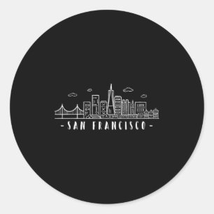 Sticker Rond San Francisco Amerika Kalifornien Skyline Golden g