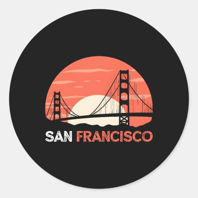 Sticker Rond San Francisco California Golden Gate Bridge (Devant)