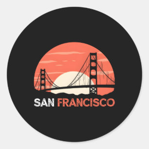 Sticker Rond San Francisco California Golden Gate Bridge