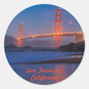 Sticker Rond San Francisco California Golden Gate Bridge