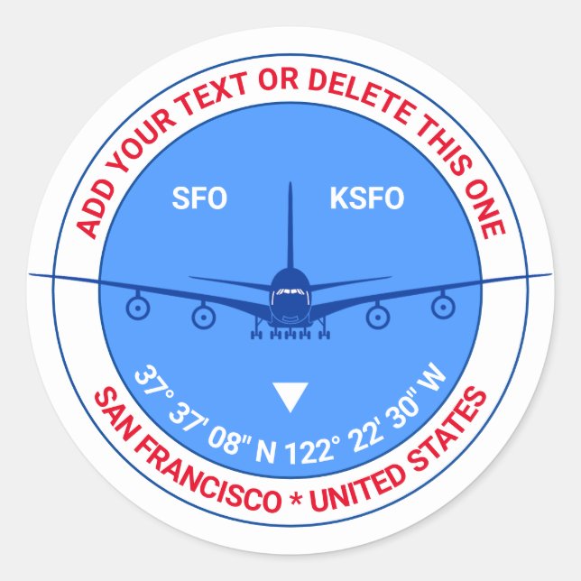 Sticker Rond San Francisco, USA, Voyage Cool personnalisable (Devant)