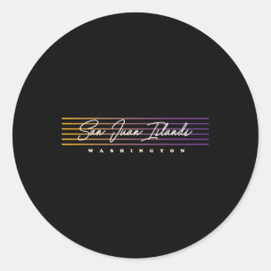 Sticker Rond San Juan Islands Nostalgic Style Washington