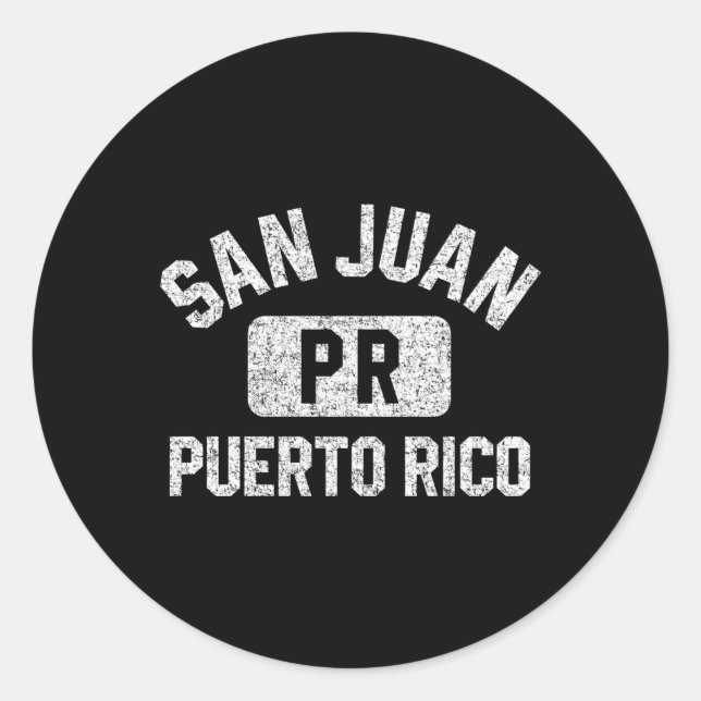 Sticker Rond San Juan Pr Porto Rico Style Gym Blanc Perdu (Devant)