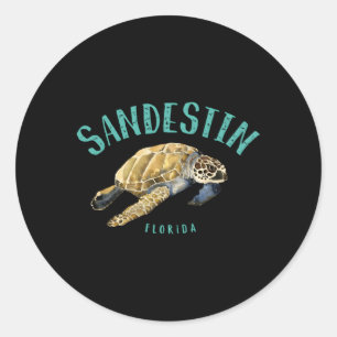 Sticker Rond Sandestin Floride Tortue de mer