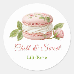 Sticker Rond Sandwich à la crème glacée Aquarelle du jour