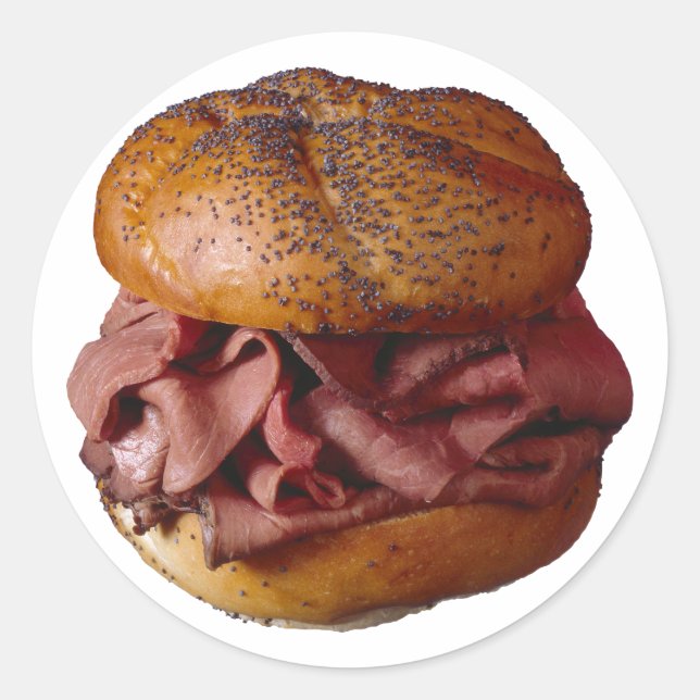 Sticker Rond Sandwich au boeuf rôti (Devant)