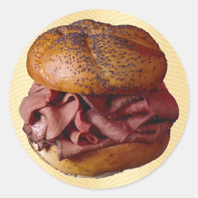 Sticker Rond Sandwich au boeuf rôti (Devant)