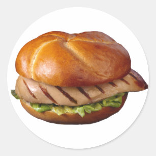 Sticker Rond Sandwich au sein de poulet