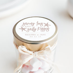 Sticker Rond Sandy Toes, Salty Kisses Destination Mariage Favor