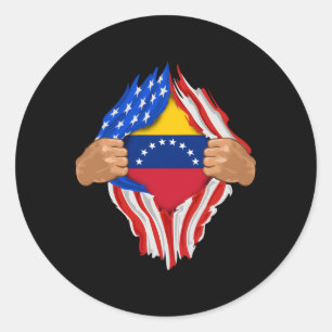 Sticker Rond Sang vénézuélien en moi drapeau vénézuélien