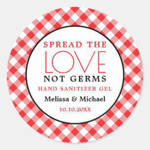 Sticker Rond Sanitizer à la main Étaler Amour Rouge En vichy Ma
