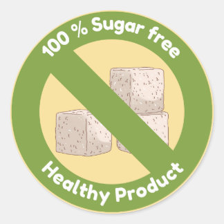 Sticker Rond Sans sucre, produit sain